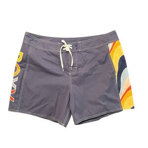 Roxy Board Shorts Women's Size XL Blue Spell out‎ Drawstring Waist Swim Surf